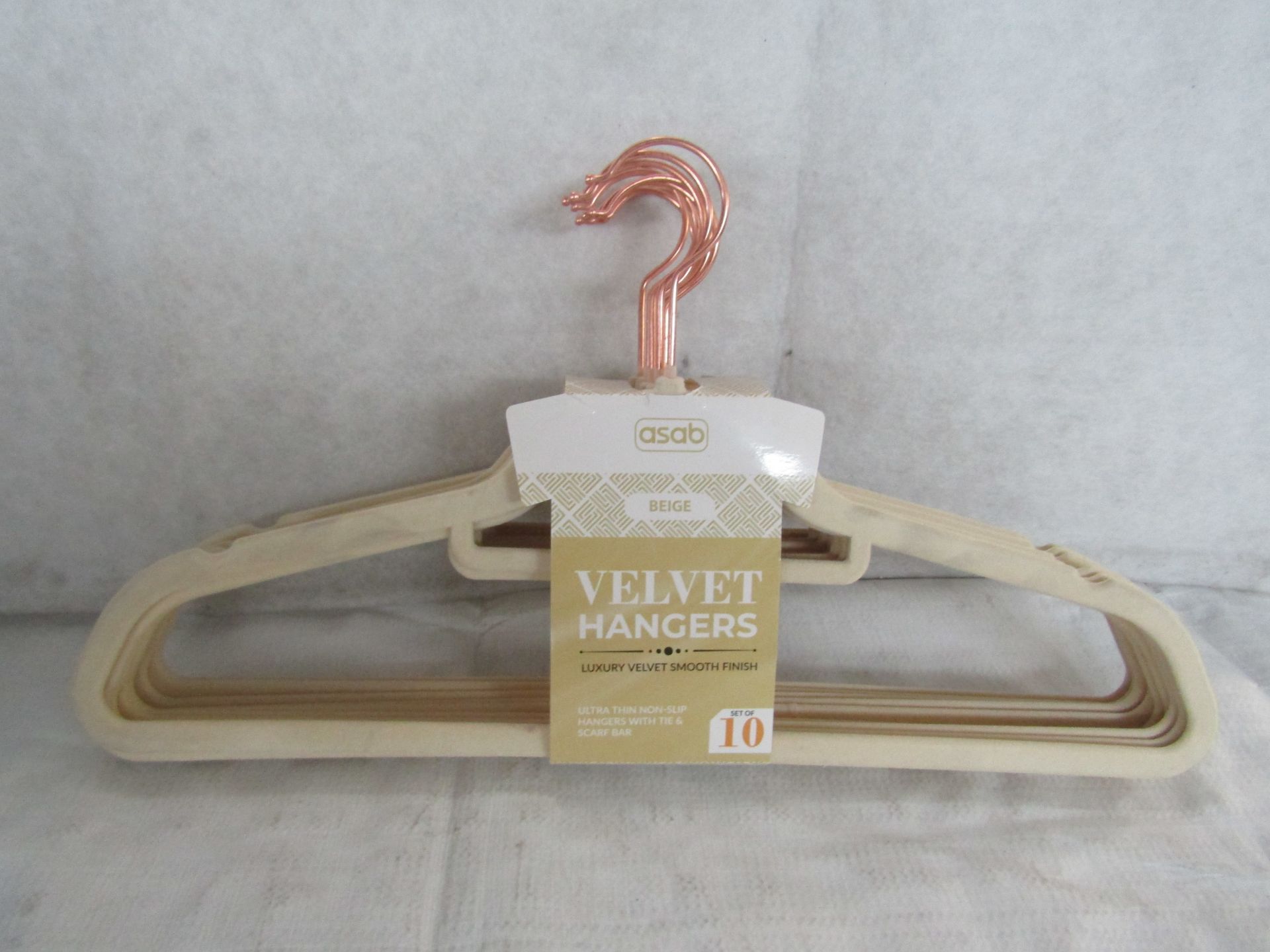 Asab - Biege Set of 10 Velvet Hangers - Good Condition.