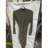 Missguided High Neck Cut Out Midaxi Dress, Slinky, Khaki - Size 10, New & Packaged.