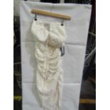 2x Pretty Little Thing Cream Textured Cross Front Halterneck Midaxi Dress- Size 10, New & Packaged.