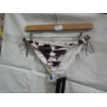 5x Pretty Little Thing Brown Cow Print Beaded Tie Bikini Bottoms - Size 8, New & Packaged.