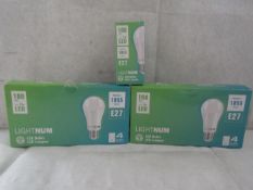 2X LIGHTNUM - E27 1055 Lumen LED Light Bulbs - Pack of 4 - New & Boxed.