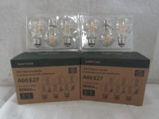 2X AMPTON - A60 E27 806 Lumen LED Filament Light Bulbs - Pack of 6 - New & Boxed.