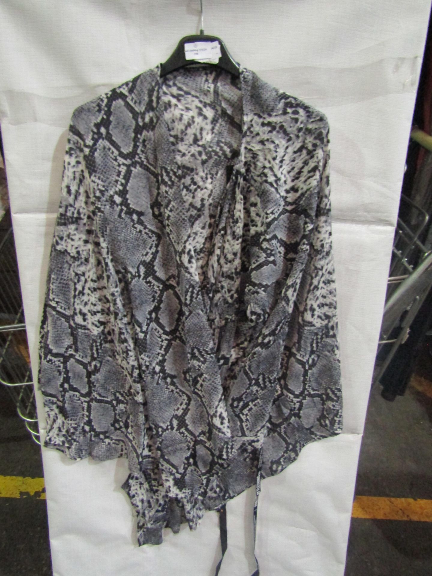 2x Pretty Little Thing Monochrome Snake Wrap Shirt - Size 10, New & Packaged.