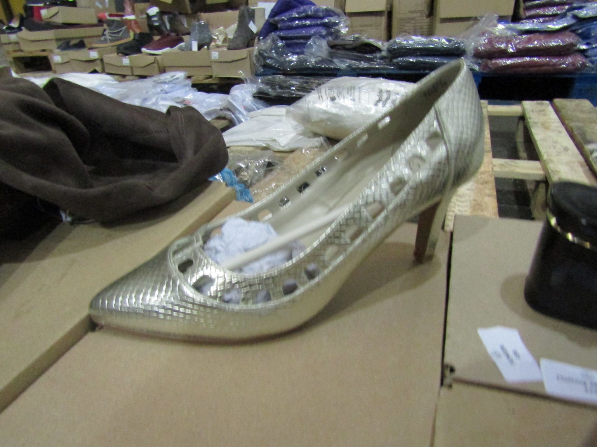 Ladies Silver High Heel Shoes, Uk 5, Unworn & Boxed.