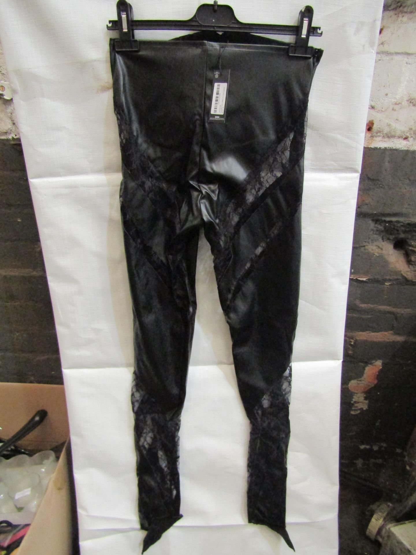 2x PrettyLittleThing Shape Black Faux Leather Insert Leggings, Size: 8 - New & Packaged.
