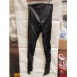 1x Box Containing Approx 40x Pretty Little Thing Shape Black Faux Leather Lace Insert Leggings, Size