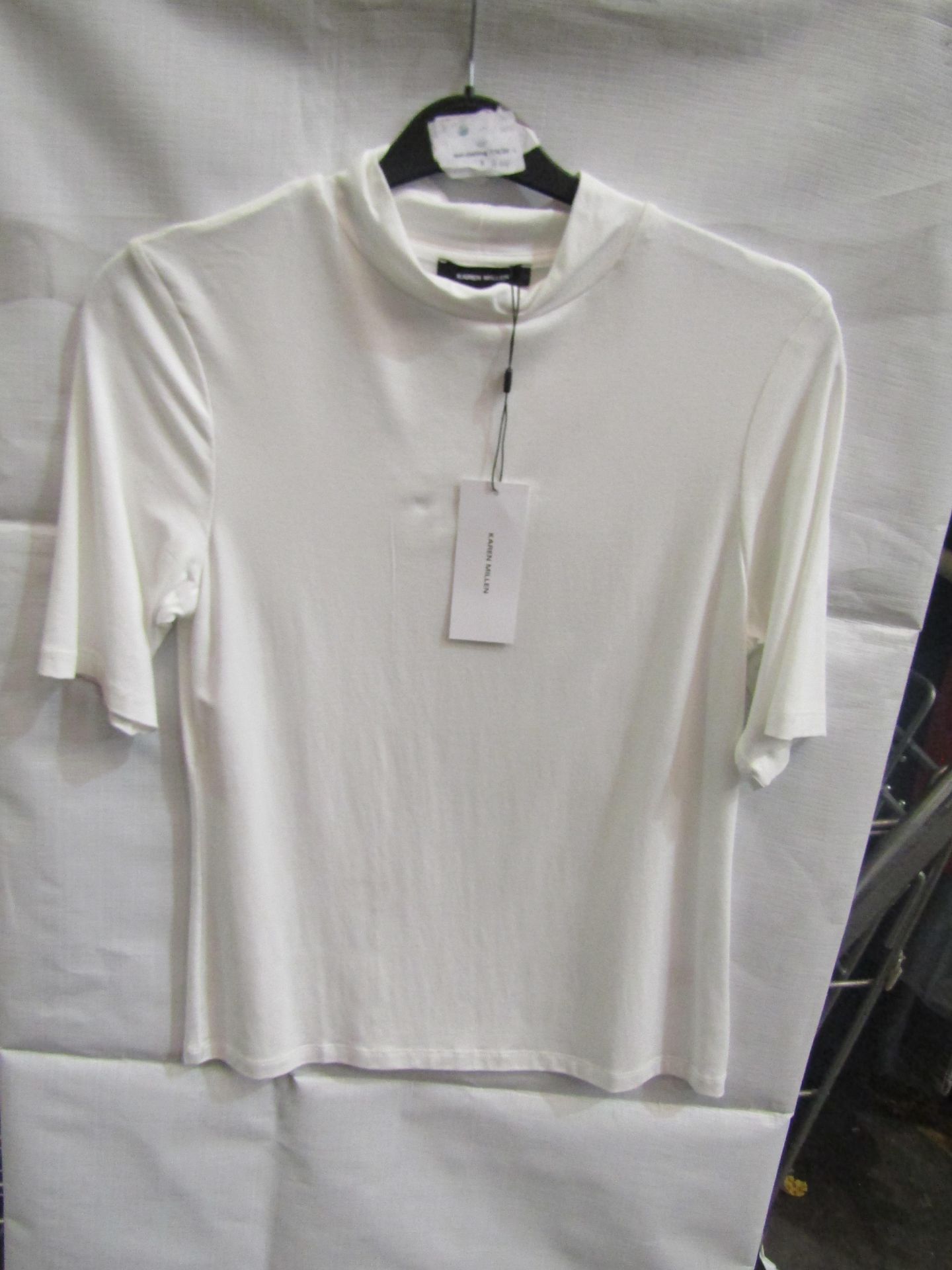 2x Karen Millen - Curve Funnel Neck Short Sleeve Top Ivory - Size 18 - New With Tags & Packaged.