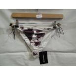 2x Pretty Little Thing Brown Cow Print Beaded Tie Bikini Bottoms - Size 10, New & Packaged.