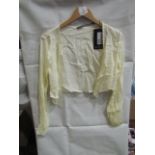 Box Of Approx 30x Mixed Pretty Little Thing Cream Textured Tie Front Long Sleeve Crop Tops, Sizes 10