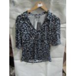 Principles Polo Neck Slinky Top Blue, Size: 12 - Good Condition.