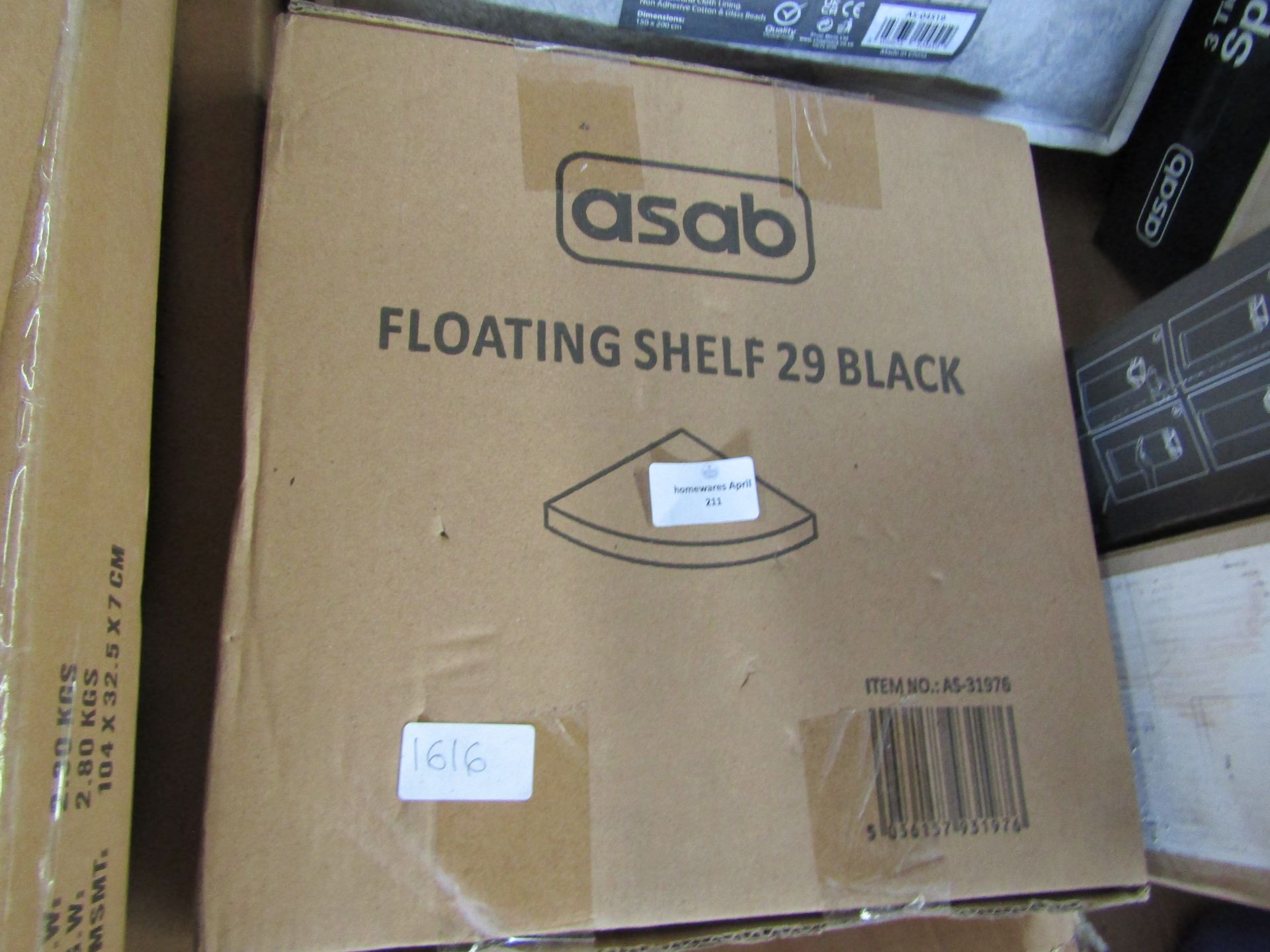 2x Asab - Corner Floating Shelf ( 1x Black & 1x White ) - Boxed.