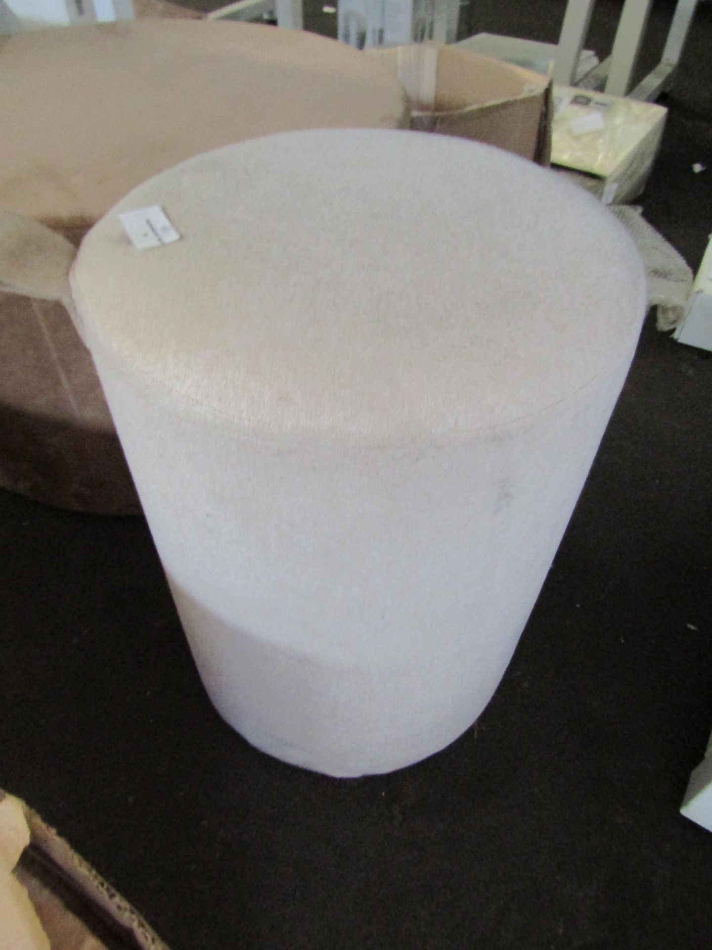 Beige Fabric Stool - Slight Mark Present.