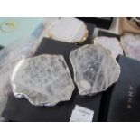 Anna Ny By Rablabs Pair Of Agate Gemstone Coasters Approx. D17cm Kivita Crystal And Silver RRP