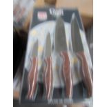 Cudi 4 piece knife set with wood effect handles - New & Still blister Packed - Over 18's Only!