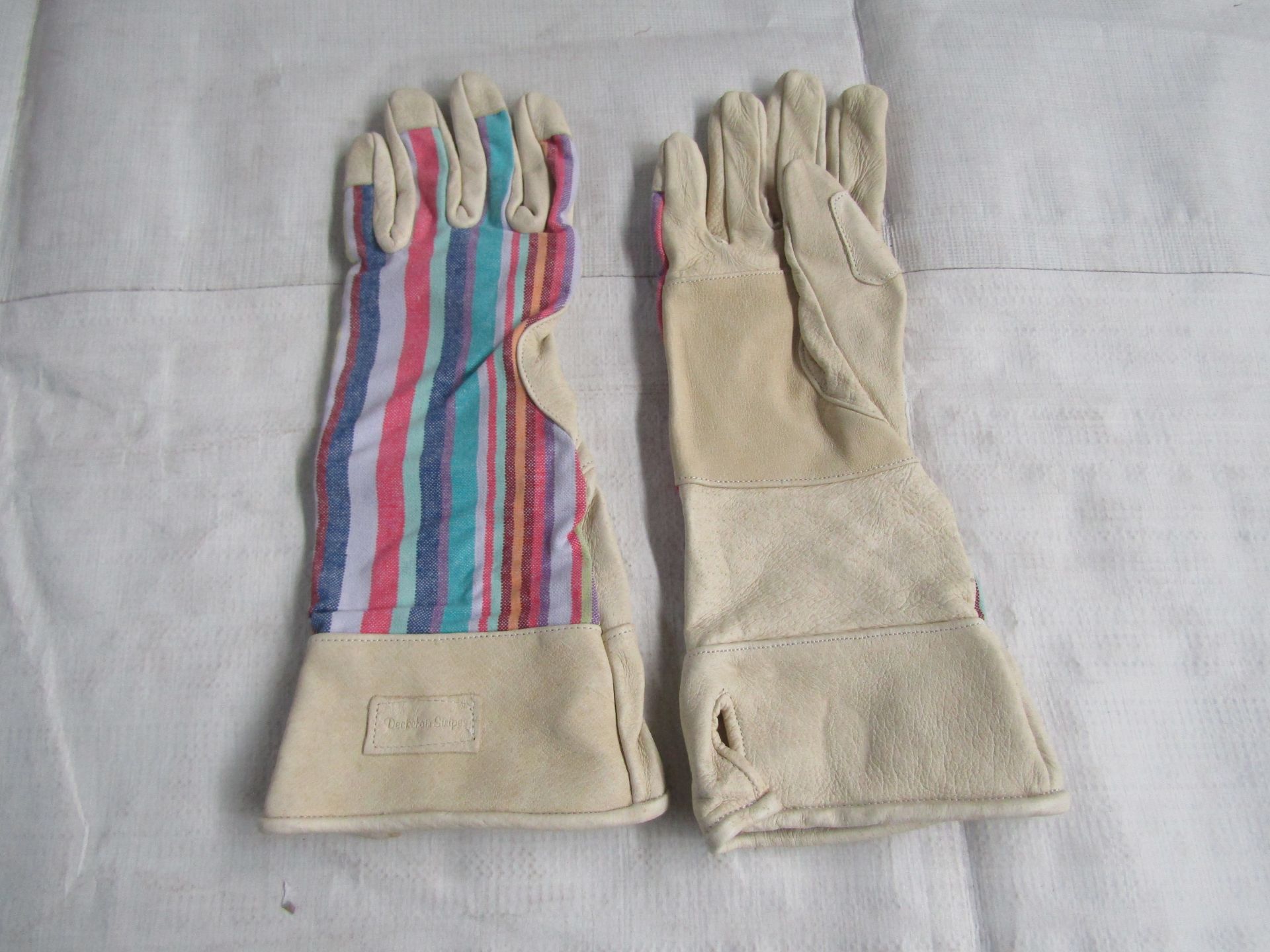 2X Deckchain Stripes - Rainbow Gaunt Gardening Gloves - Size M/L - New & Packaged.