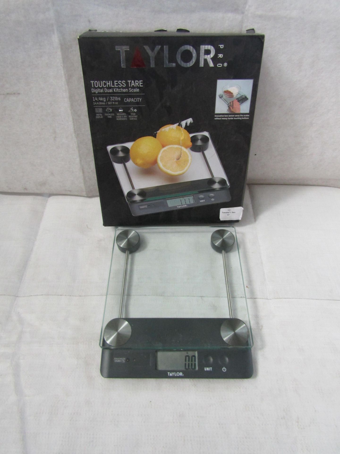 Taylor Pro - Touchless Tare Digital Dual Kitchen Scale - Good Condition, Powers On & Boxed.