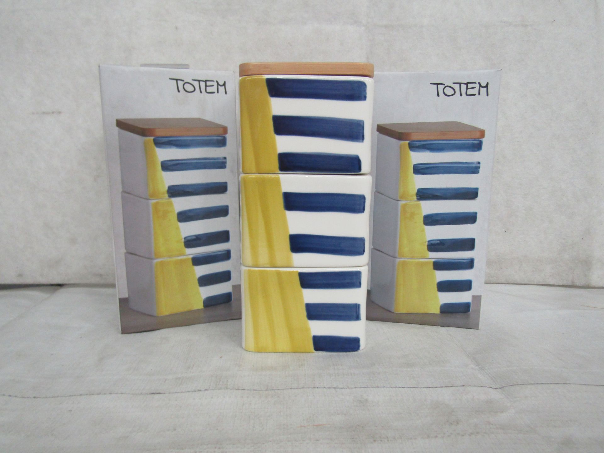 2X Totem - 3-Tier Ceramic Stacking Storage Jars - Boxed.