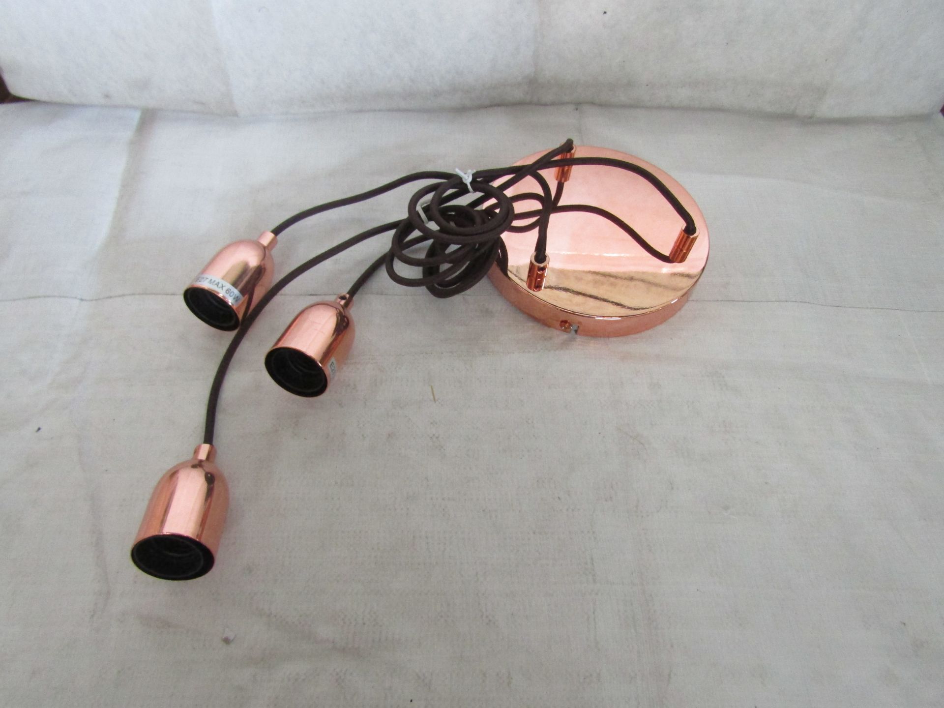 Copper 3-Way Pendent Ceiling Light - Look In Good Condition & Non Original Packaging.