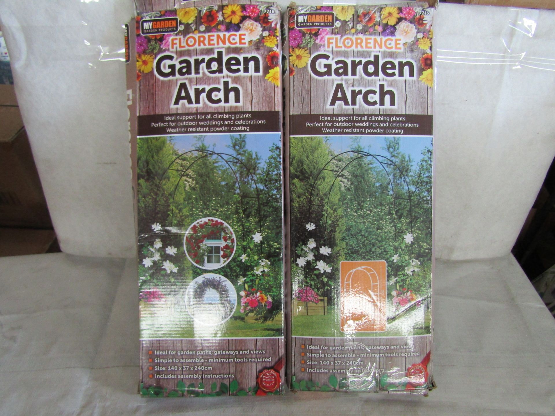 2X MyGarden - Florence Garden Arch 140x37x240cm - Unchecked & Boxed.