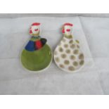 2X Chicken Ceramic Trinket Dish ( 2 Different Designs ) - New.