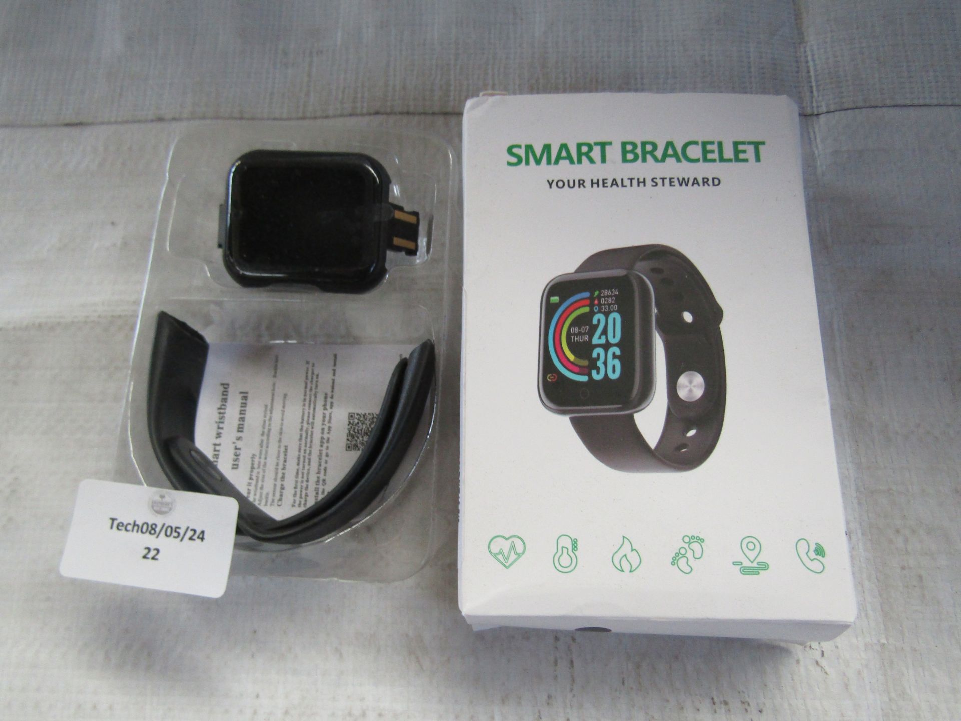 Your Health Steward Smart Wristband Bracelet, Black - Unchecked & Boxed.
