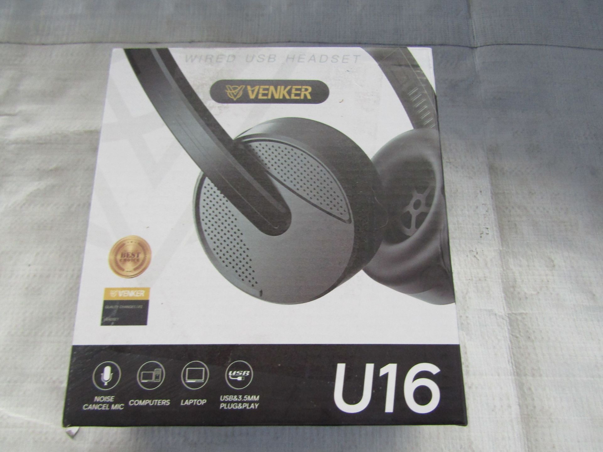 Venker U16 Wired USB Headset With Noise-Cancel Mic - Unchecked & Boxed.