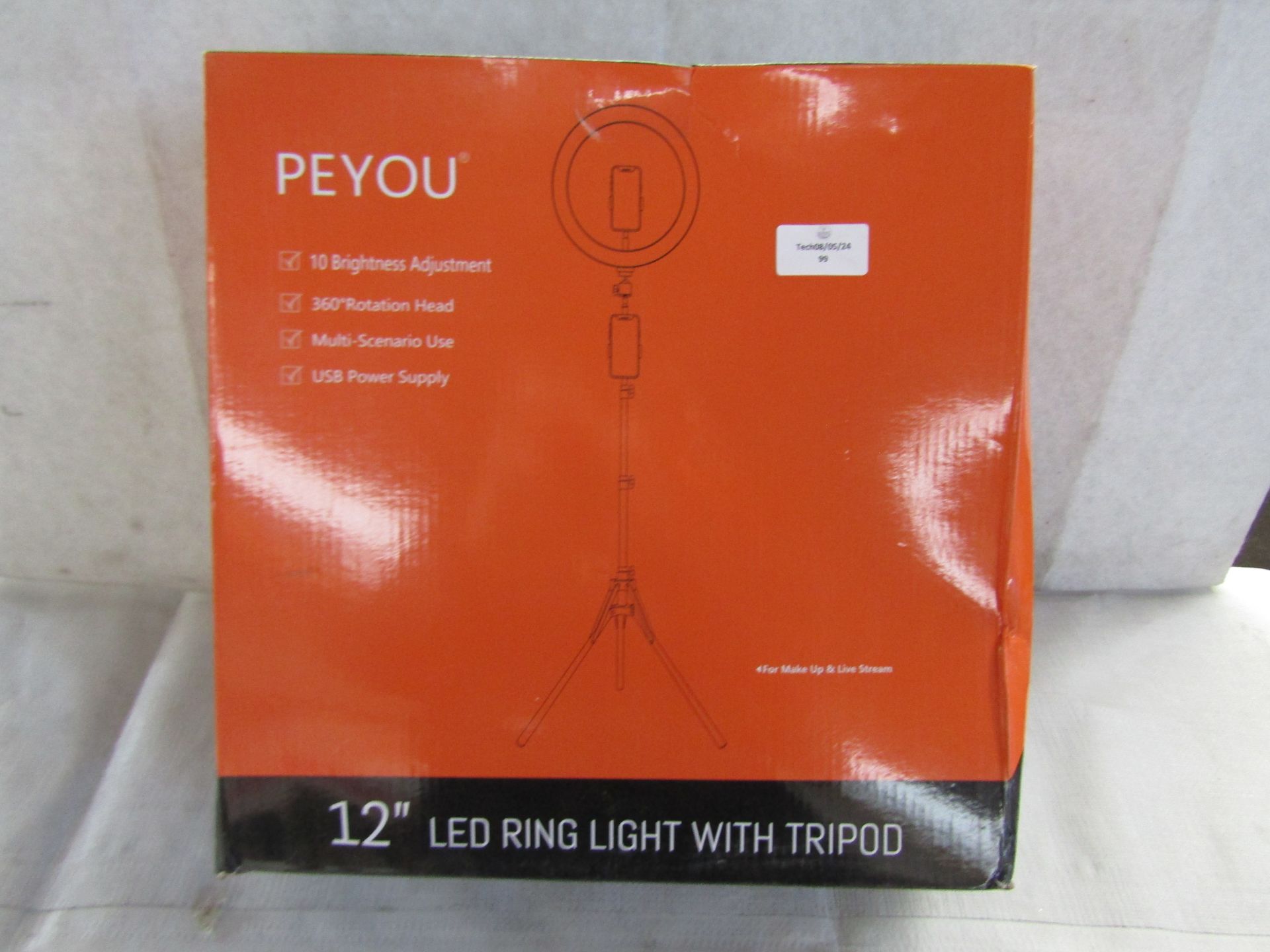 Peyou 12" 360* Rotation Head LED Ring Light With Tripod - Unchecked & Boxed.