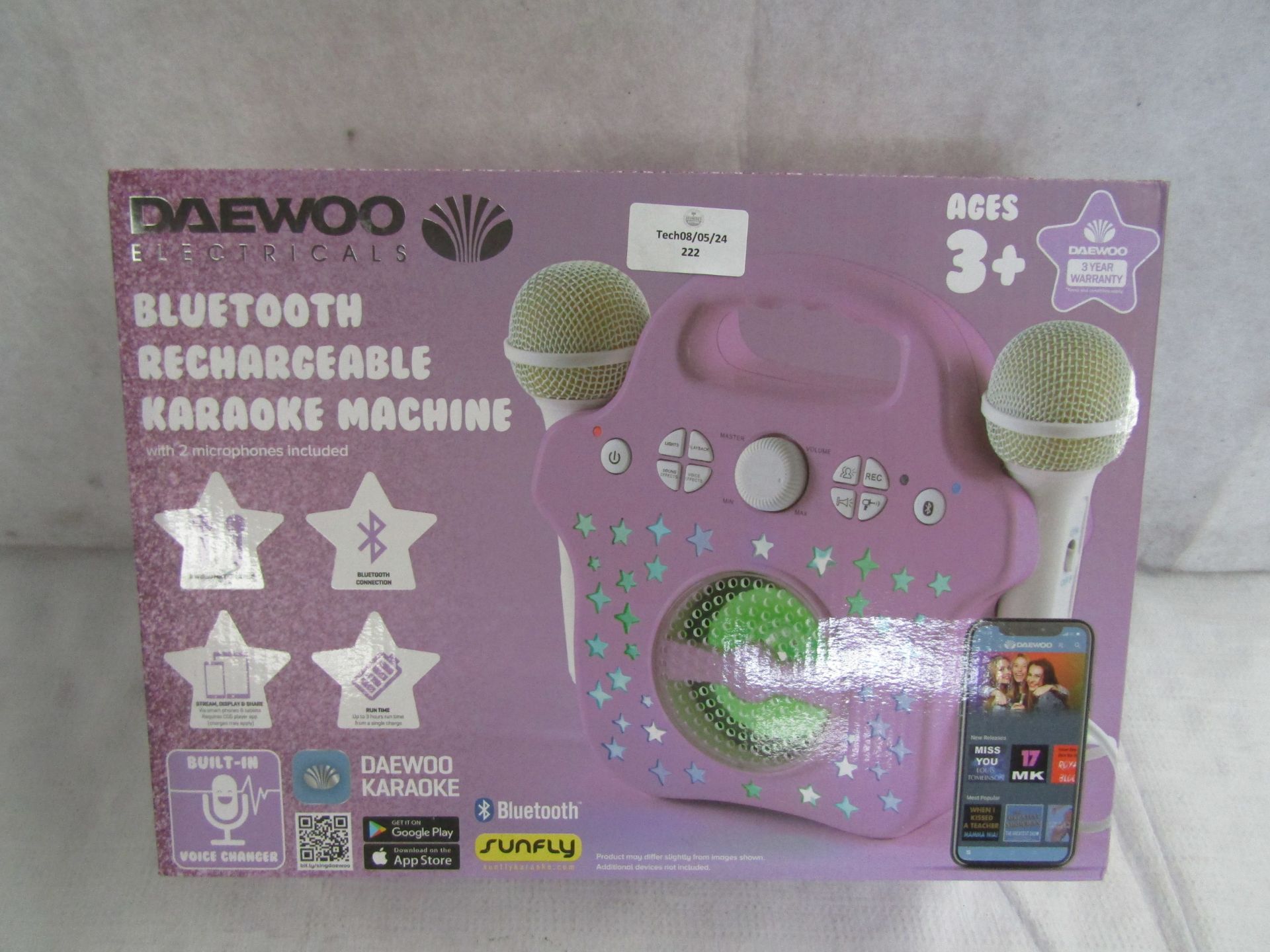 Daewoo Bluetooth Rechargeable Kareoke Machine, Unchecked & Boxed. RRP £48