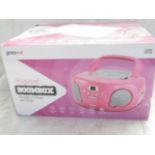 Groove Boombox Portable CD Player With Radio, Pink - Unchecked & Boxed.