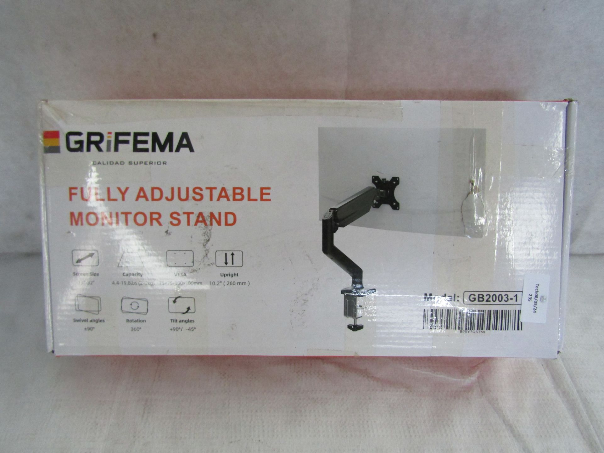 Grifema Fully Adjustable Monitor Stand, Unchecked & Boxed.