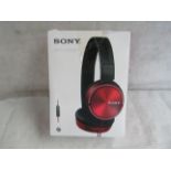 Sony Wired Overhead Headphones, MDR-ZX310AP - Unchecked & Box Slighty Damaged.