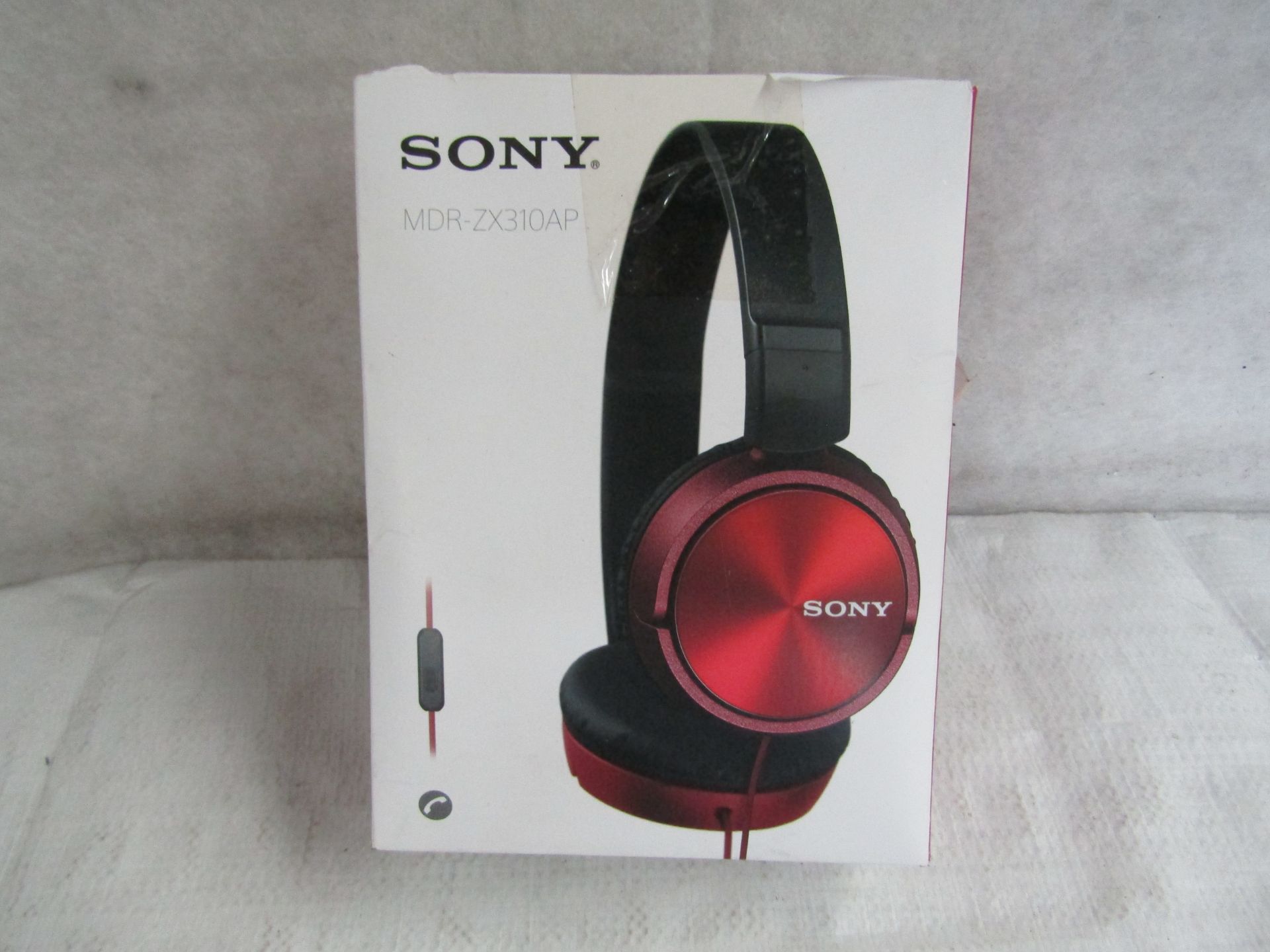Sony Wired Overhead Headphones, MDR-ZX310AP - Unchecked & Box Slighty Damaged.