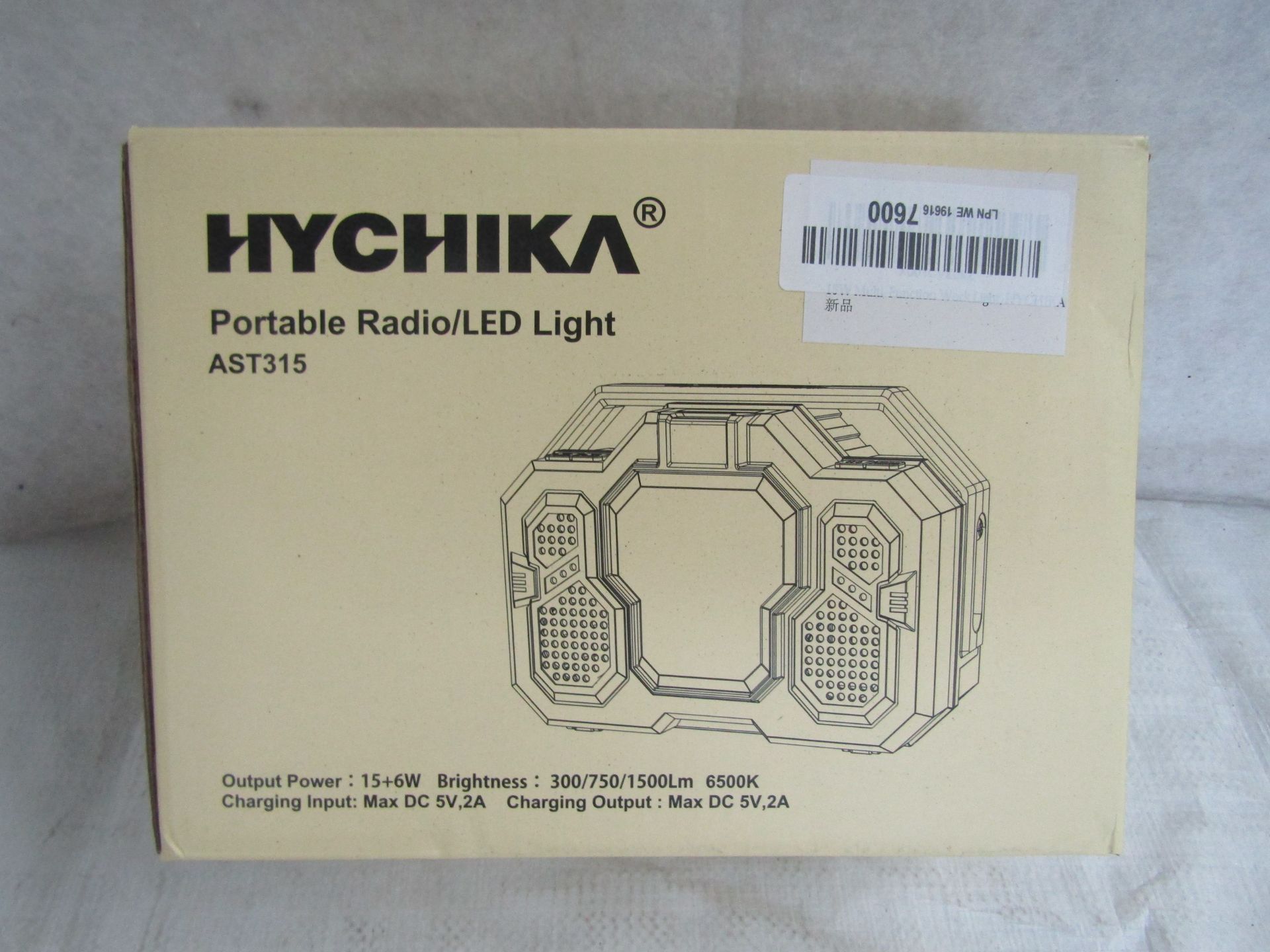 Hychika Portable Radio/Led Light, Unchecked & Boxed.