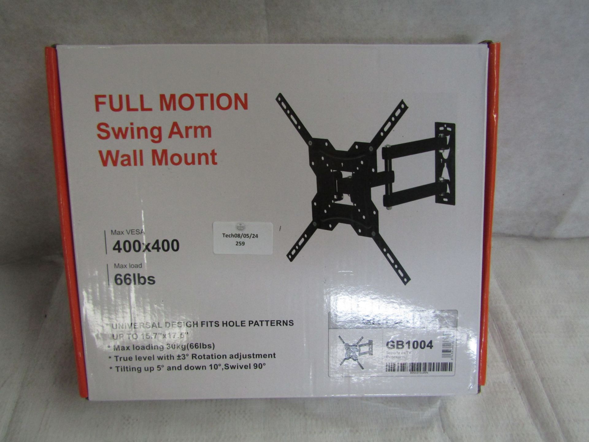 Full Motion Swing Arm Wall Mount, Unchecked & Boxed.