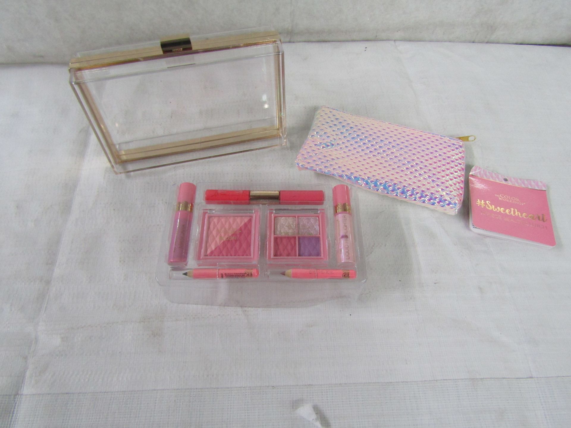 2x TheColourWorkshop - Sweetheart 14-Piece Beauty Set With Clutch Bag - New & Packaged.