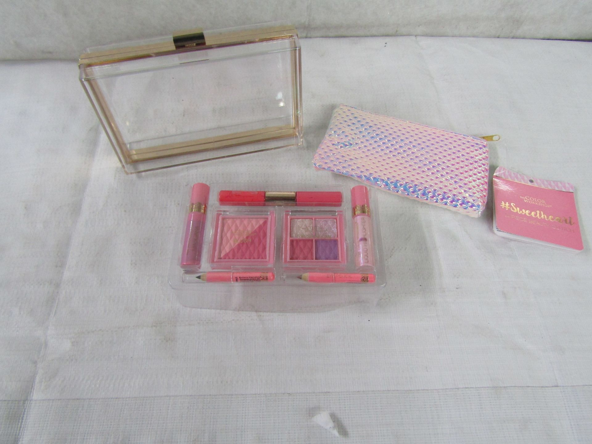 12x TheColourWorkshop - Sweetheart 14-Piece Beauty Set With Clutch Bag - New & Packaged.