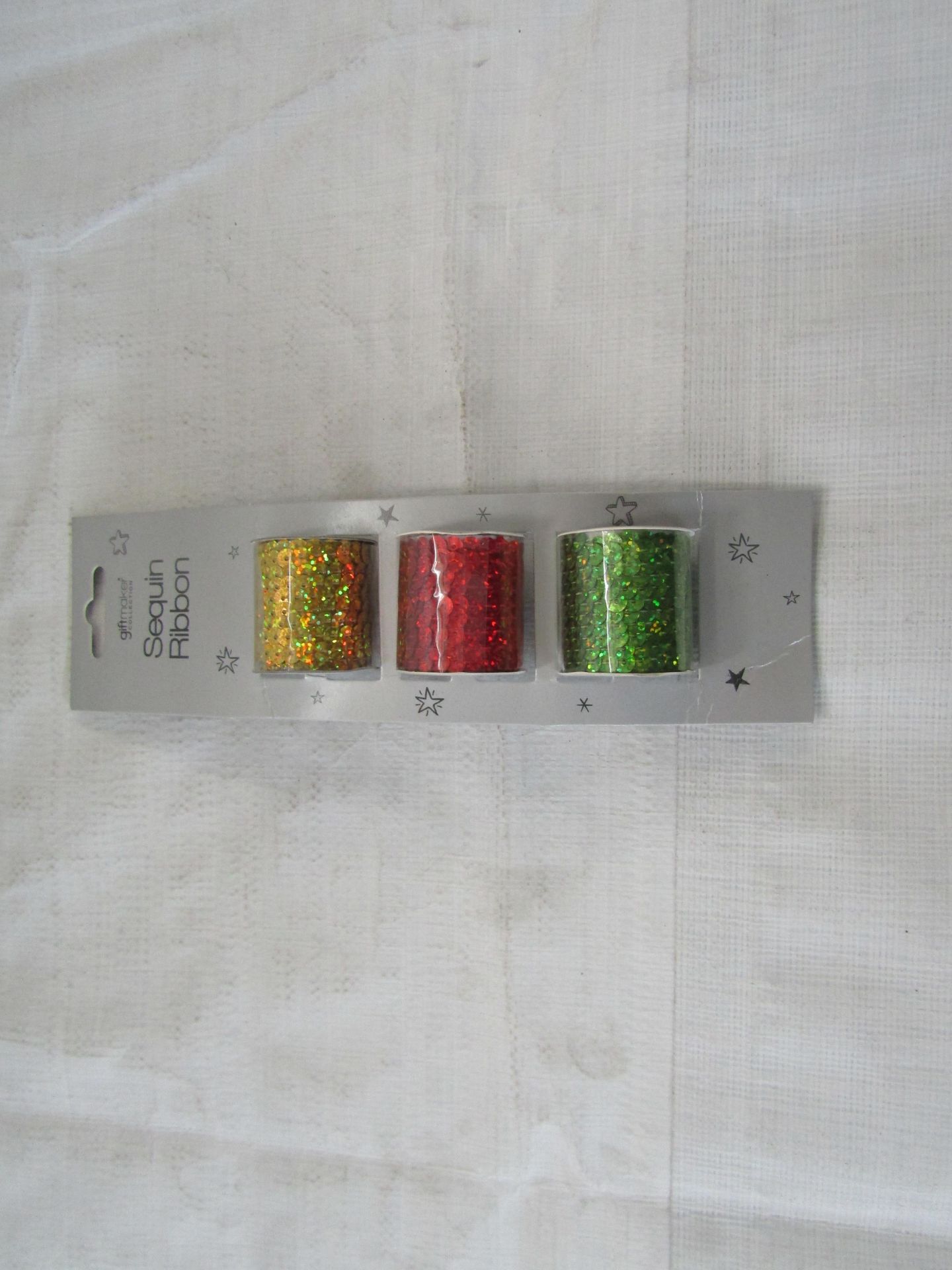 6x GiftMaker - 3-Piece Sequin Ribbon Set - New.