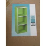 Asab - Green Wooden 3-Tier Bookcase 30x24x80cm - Unchecked & Boxed.