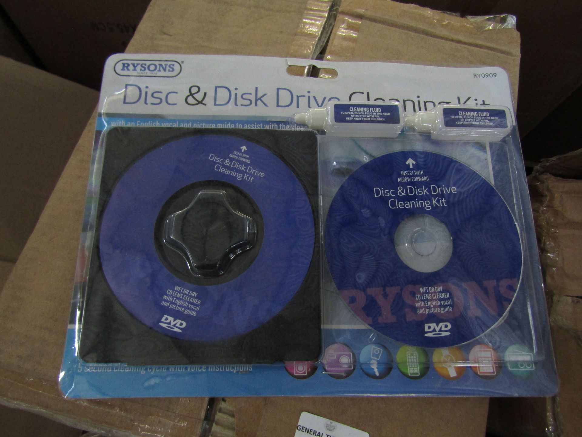 Box of approx 48 Disc and Disk drive cleaners, unused