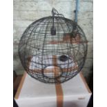 Round Black Wire Frame Hanging Light. Size: Diam 55 x H55cm - RRP ?180.00 - New & Boxed. (378)