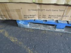 Strikeworth 6ft Multi Game table. Boxed but unchecked