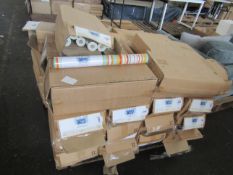 Pallet of approx 28 boxes of 12 rolls of Deck chair stripe wallpaper. N ew & Boxed