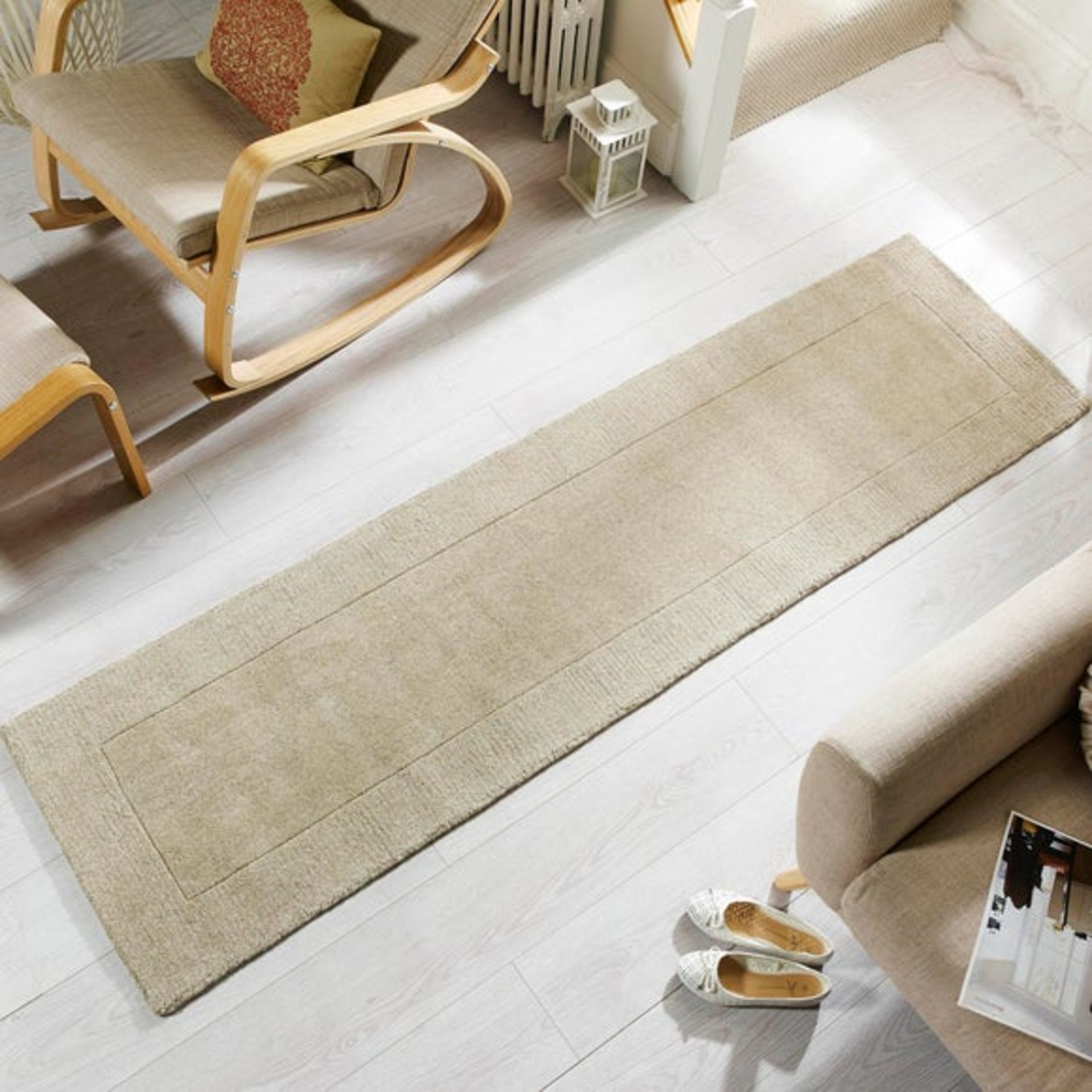 Tuscany D040 Rug Boston Wool Border Natural Runner 66X300cm RRP 69 About the Product(s) Tuscany D040