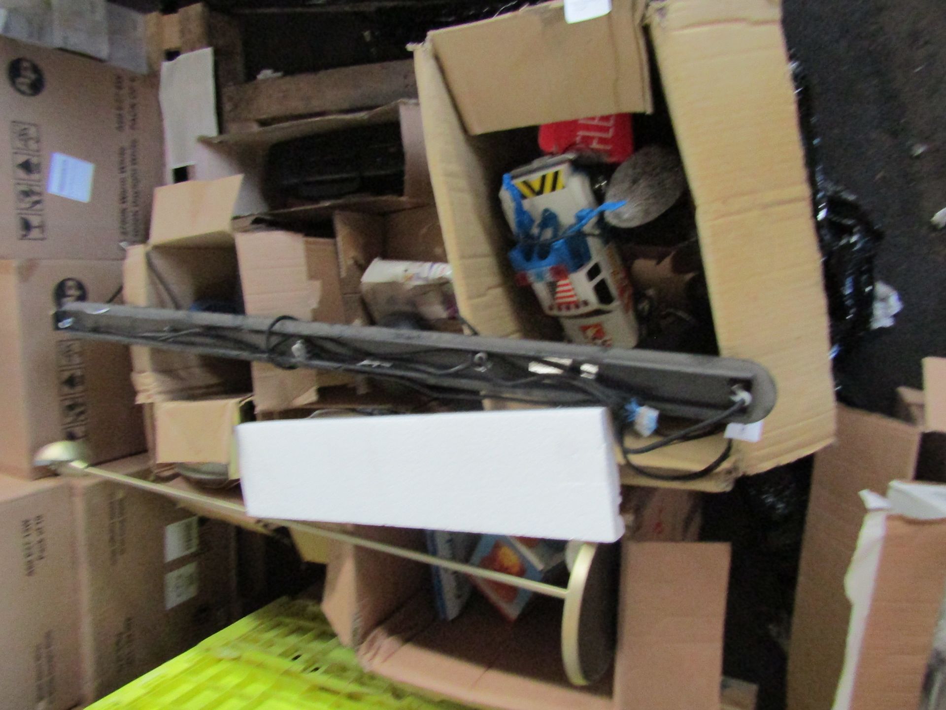 Pallet of unmanifested warehouse clearance and customer returns, can contain unwanted, refused