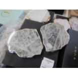 Anna Ny By Rablabs Pair Of Agate Gemstone Coasters Approx. D17cm Kivita Crystal And Silver RRP