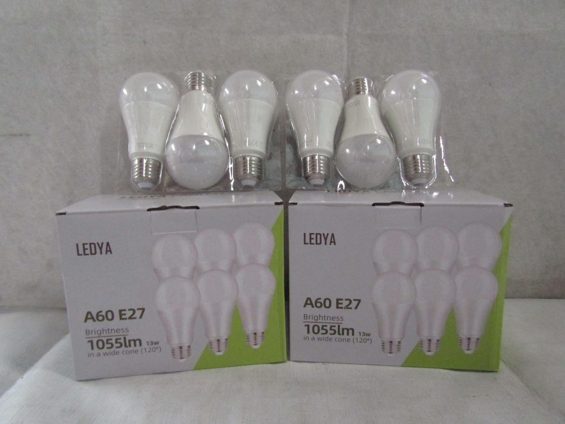 2X LEDYA - A60 E27 1055 Lumens Warm Light Bulbs - Pack of 6 - New & Boxed.