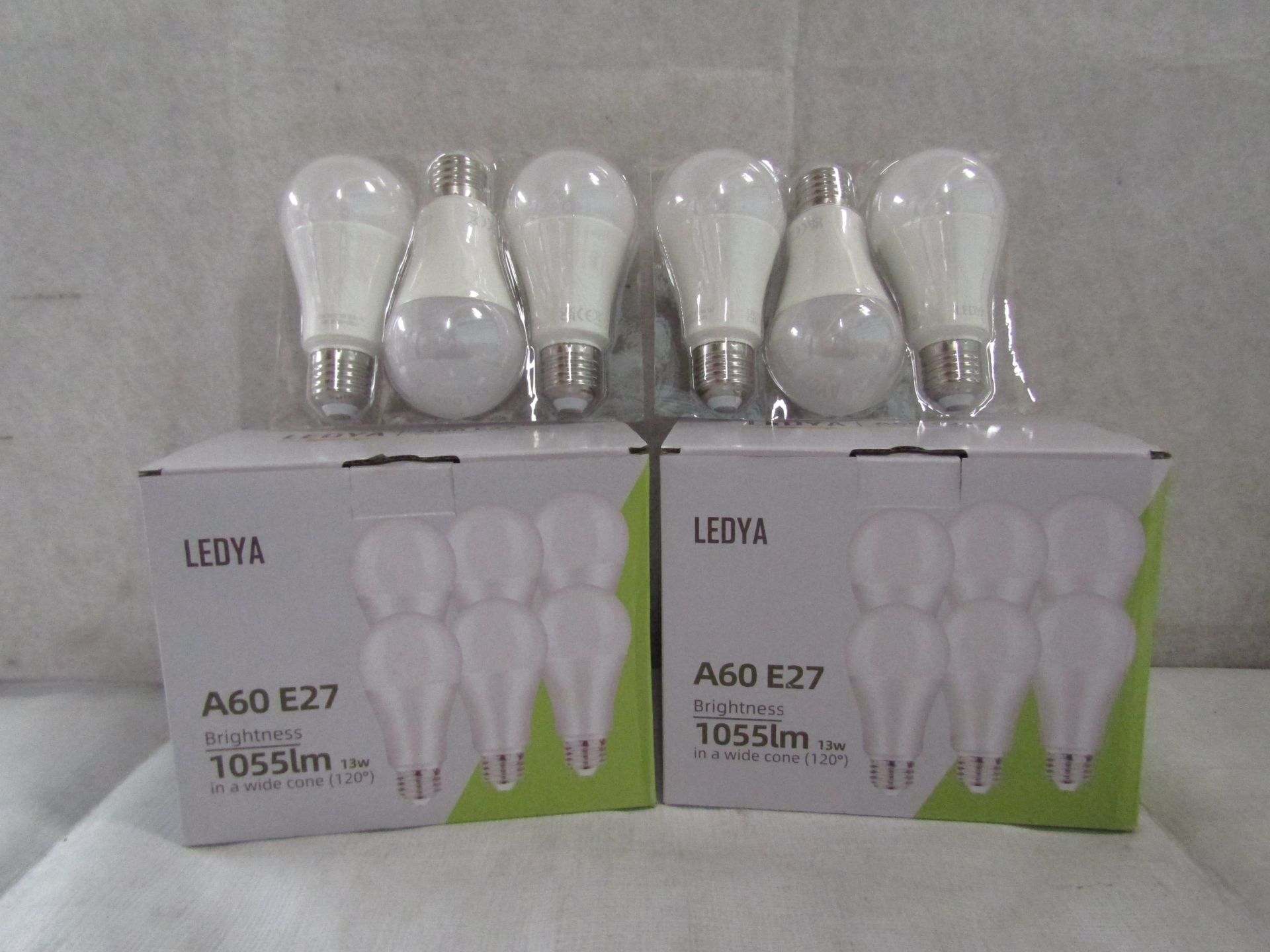 2X LEDYA - A60 E27 1055 Lumens Warm Light Bulbs - Pack of 6 - New & Boxed.