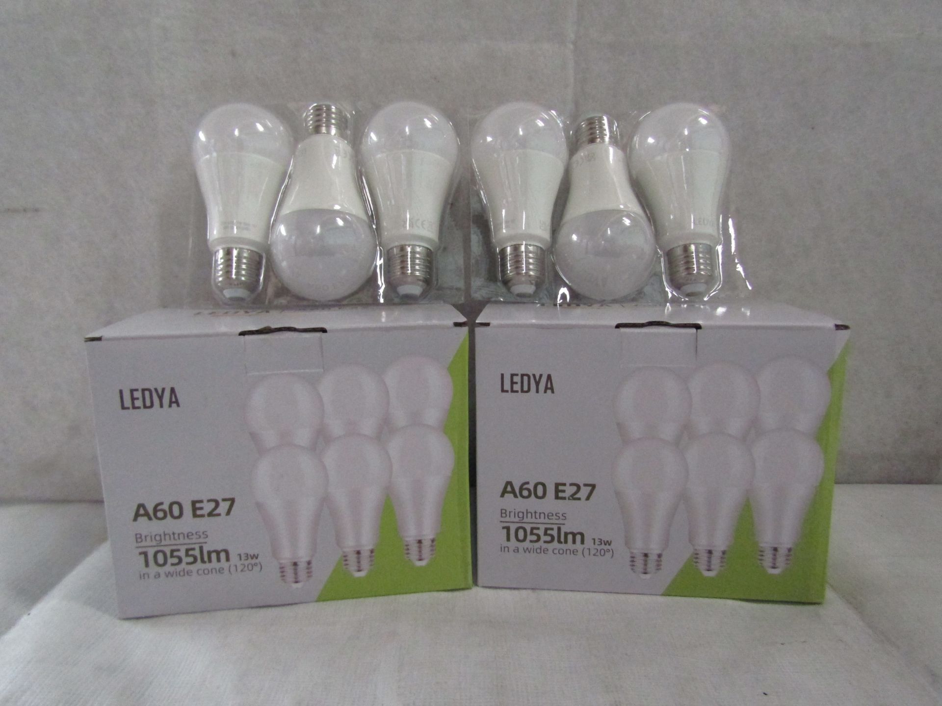 2X LEDYA - A60 E27 1055 Lumens Warm Light Bulbs - Pack of 6 - New & Boxed.