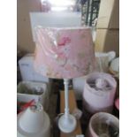 Vintage Style Pink Floral Table Lamp. Size: H40cm - Shade Size: 25 x 18 x 14cm - RRP ?80.00 -