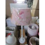 Vintage Style Pink Floral Table Lamp. Size: H40cm - Shade Size: 25 x 18 x 14cm - RRP ?80.00 -